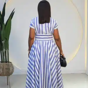 BOLD STRIPE FLARE BUCKLE DRESS 2564 - Image 5