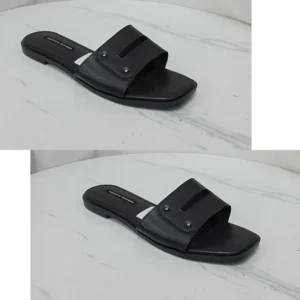 CUT OUT TOP LEATHER SLIPPERS