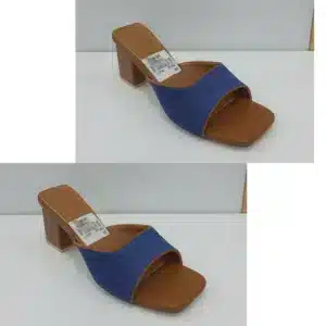 DENIM TOP BLOCK HEEL MULES