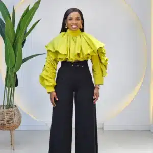 HIGH NECK CAPE CROP TOP - Image 2