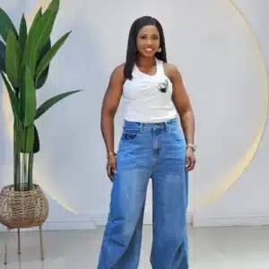 KNEE DETAILED PALAZO MOM JEANS