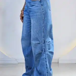 KNEE DETAILED PALAZO MOM JEANS - Image 3