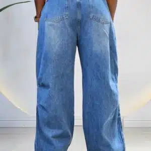 KNEE DETAILED PALAZO MOM JEANS - Image 4