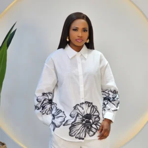 LINEN EMBRIODERY HEM PANT SET - Image 2