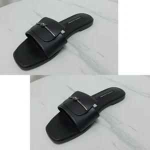 METAL KNOT TOP LEATHER SLIPPERS