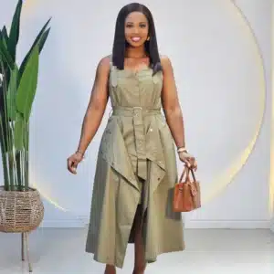 OVERLAP PINAFOR BUCKLE DRESS