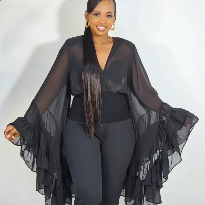 PLAIN EXAGGERATED SLEEVE BAND TOP