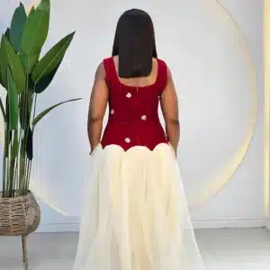 SLEEVELESS VELVET MESH SKATER DRESS - Image 5