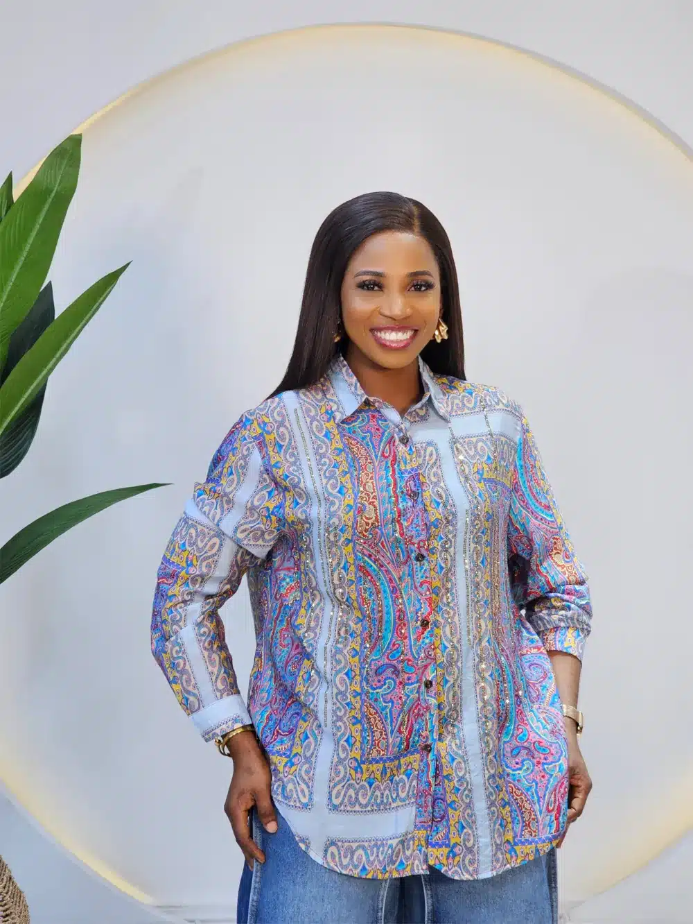 STUD PRINT LONG SLEEVE SHIRT