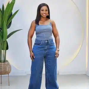 STUD TURN UP MOM JEANS