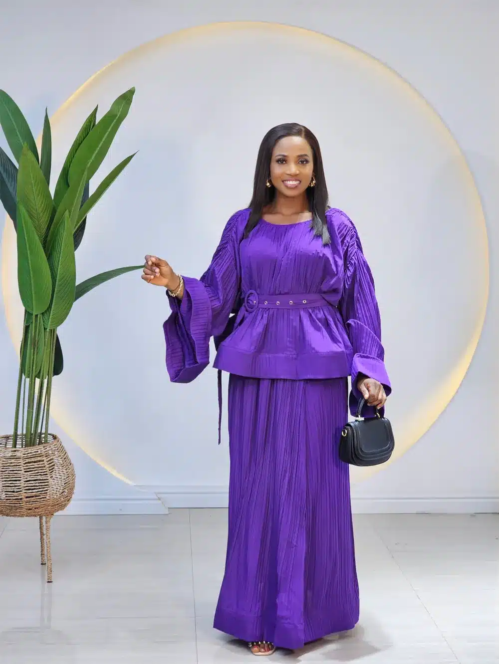 THIN PLEAT MAXI SKIRT & TOP SET