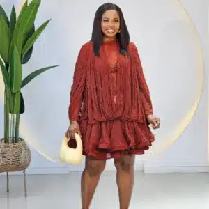 TISSUE MESH HEM DRESS - Image 3