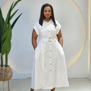 BUTTON DOWN FLARE MILITARY INSPIRED DRESS - Image 2