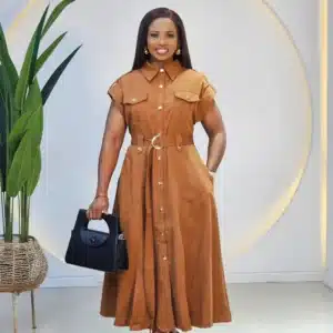 BUTTON DOWN FLARE MILITARY INSPIRED DRESS