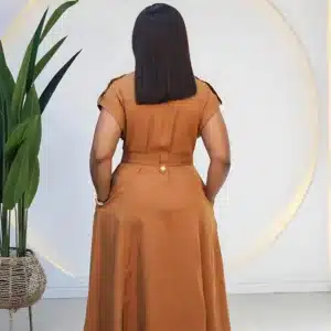 BUTTON DOWN FLARE MILITARY INSPIRED DRESS - Image 5