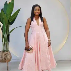 DAMASK PRINT HALTER NECK DRESS