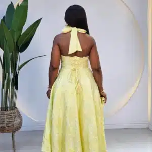 DAMASK PRINT HALTER NECK DRESS - Image 6