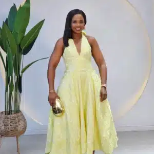 DAMASK PRINT HALTER NECK DRESS - Image 2