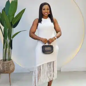 KNIT SLANT FRINGE HEM DRESS - Image 2