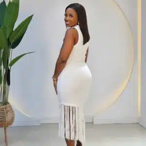 KNIT SLANT FRINGE HEM DRESS - Image 4