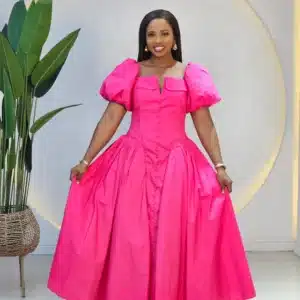 PUFF SLEEVE MIDI DRESS