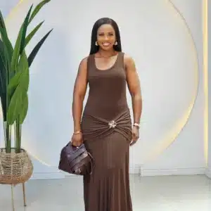 RUCH & BROOCH WAIST SLEEVELESS DRESS