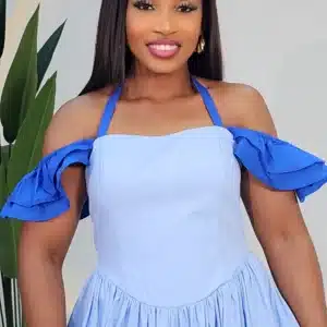 2-TONE HALTER NECK GYPSY DRESS - Image 3