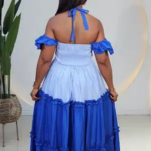 2-TONE HALTER NECK GYPSY DRESS - Image 5