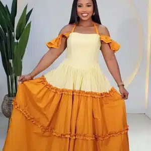 2-TONE HALTER NECK GYPSY DRESS - Image 2