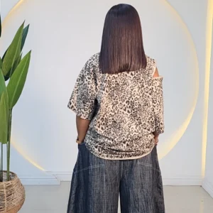 ANIMAL PRINT ZIP OVERSIZED TSHIRT 6008 - Image 3