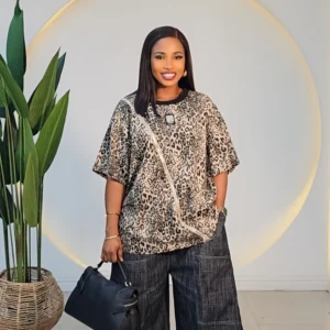 ANIMAL PRINT ZIP OVERSIZED TSHIRT 6008