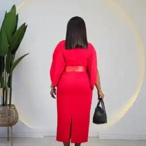 COLD SHOULDER MIDI BELTED DRESS 2710 - Image 2