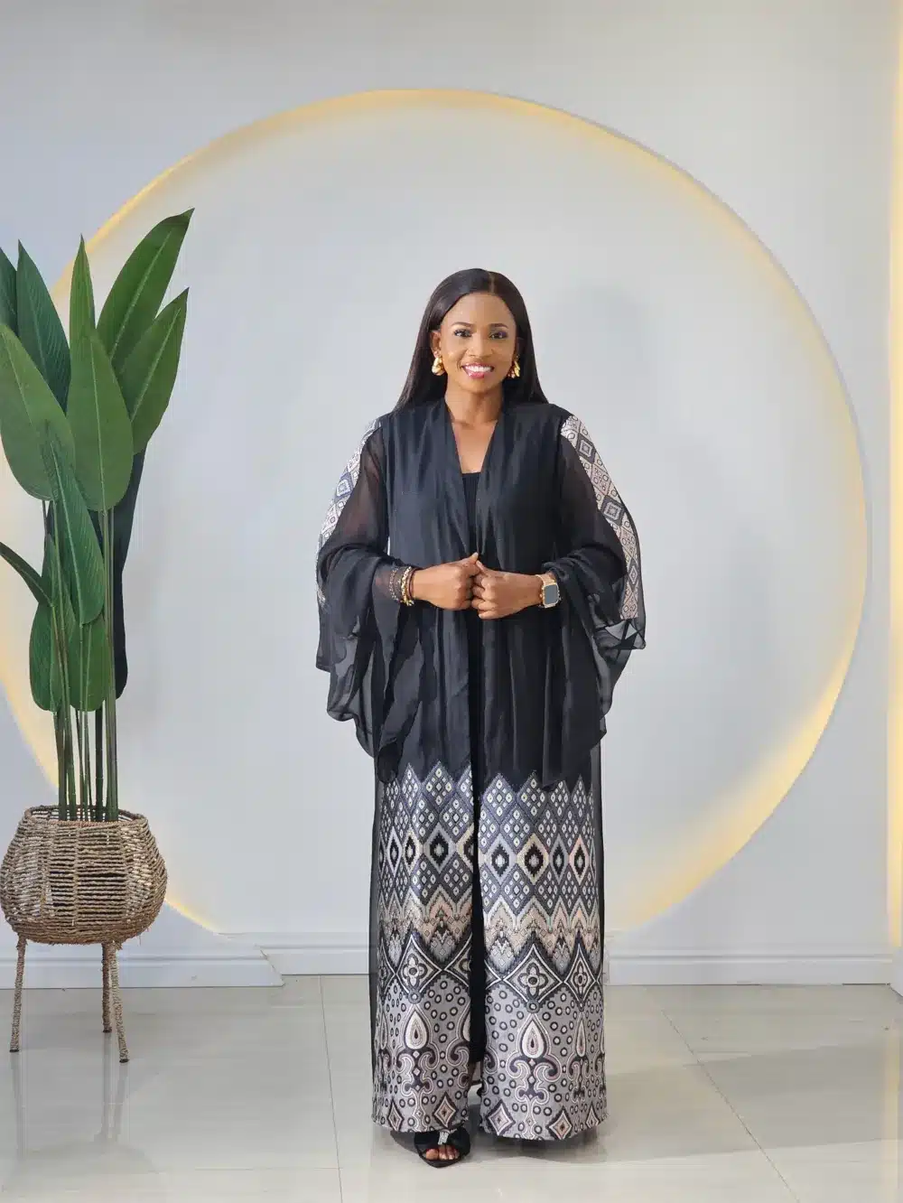 DAMASK INSERTED BELL SLEEVE KIMONO 2710