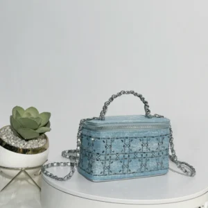 DENIM BOX STUD SLING BAG