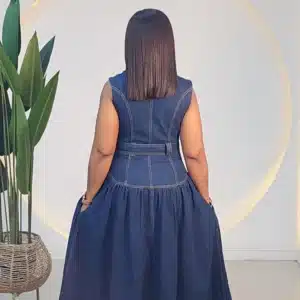 DENIM BUTTON DOWN HEM DRESS 24069 - Image 3