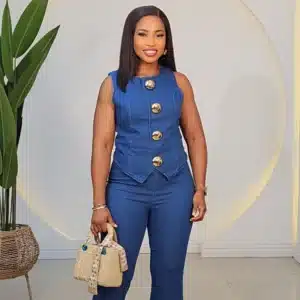 DENIM FALSE BUTTON JACKET & PANT SET - Image 2