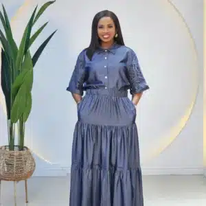 DENIM GYPSY SKIRT & LACE TOP SET