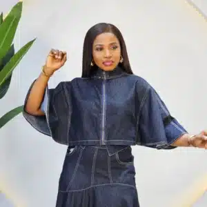 DENIM PONCHO TOP & FLARE SKIRT 2710 - Image 2