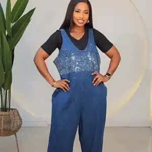 DENIM STUDDED ROMPER JUMPSUIT - Image 2