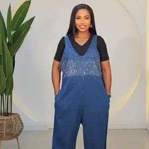 DENIM STUDDED ROMPER JUMPSUIT