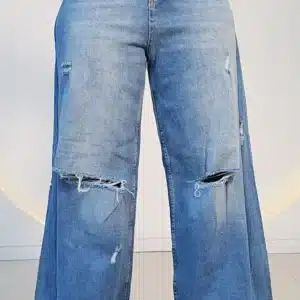 DOUBLE RIPPED PALAZZO MOM JEANS - Image 2