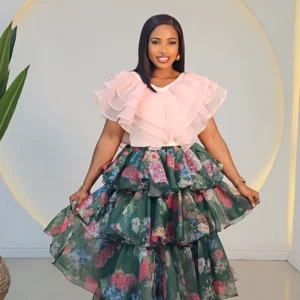 FLORAL ORGANZA LAYERS SKIRT 2710