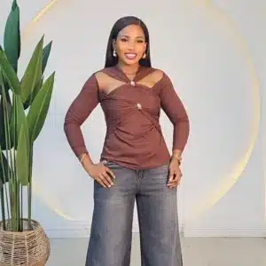 FRONT DOUBLE BROOCH LONG SLEEVE TOP 9056 - Image 8