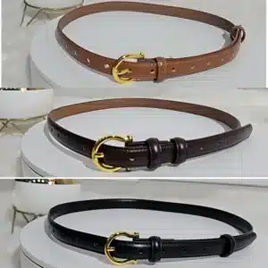 GOLD HEAD BUCKLE LEATHER BELT - Image 3