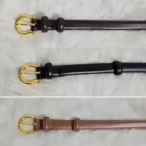 GOLD HEAD BUCKLE LEATHER BELT - Image 2