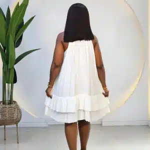 HIGH NECK DOUBLE LAYER PLEATED DRESS - Image 4