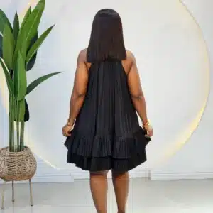 HIGH NECK DOUBLE LAYER PLEATED DRESS - Image 5