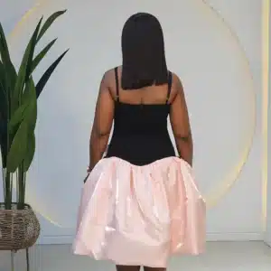 2 TONE SATIN HEM SPAG DRESS - Image 3