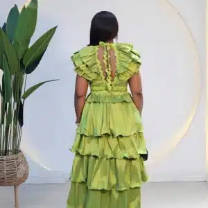 MULTI LAYER RUFFLE SHOULDER MIDI DRESS - Image 6