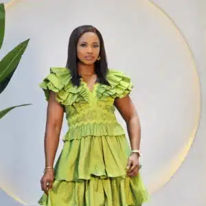 MULTI LAYER RUFFLE SHOULDER MIDI DRESS - Image 4